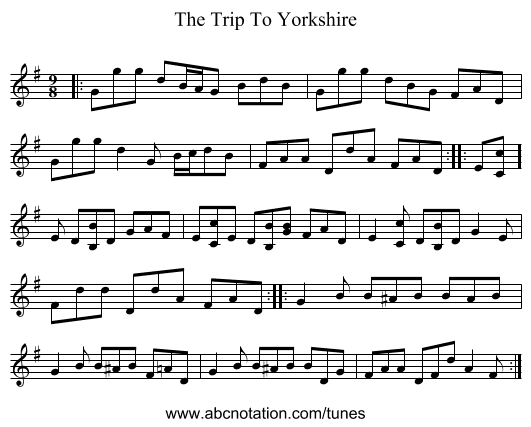 The Trip To Yorkshire - staff notation