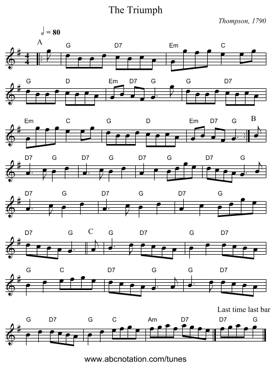 The Triumph - staff notation