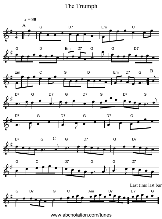 The Triumph - staff notation