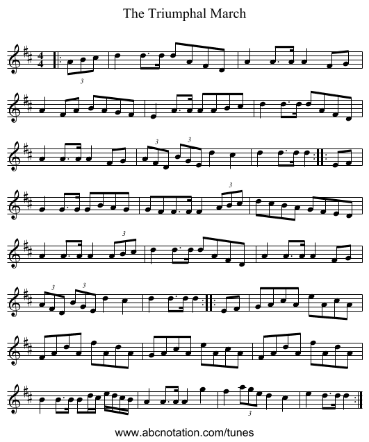 The Triumphal March - staff notation