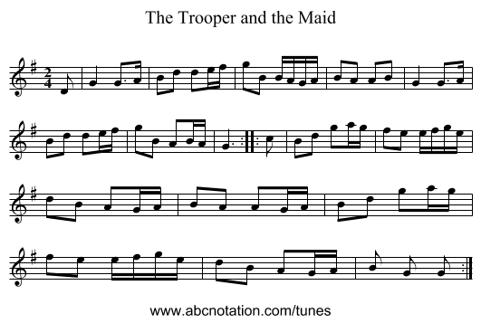 The Trooper and the Maid - staff notation