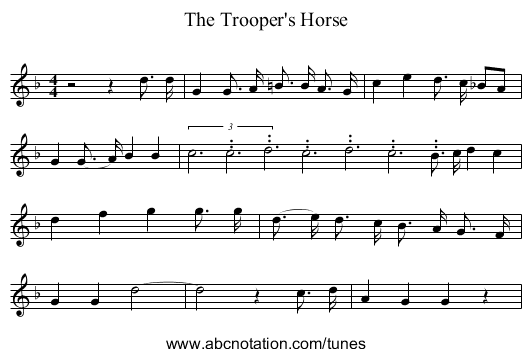 The Trooper's Horse - staff notation