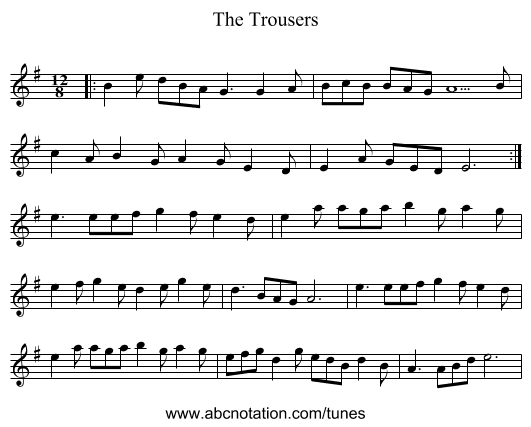 The Trousers - staff notation