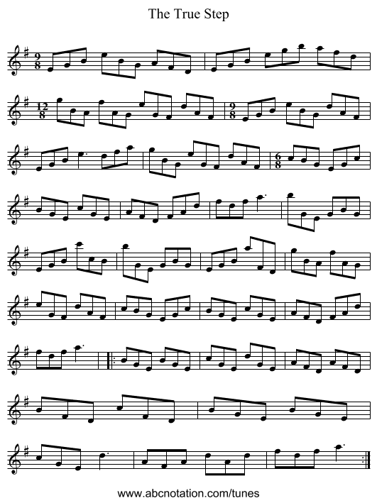 The True Step - staff notation