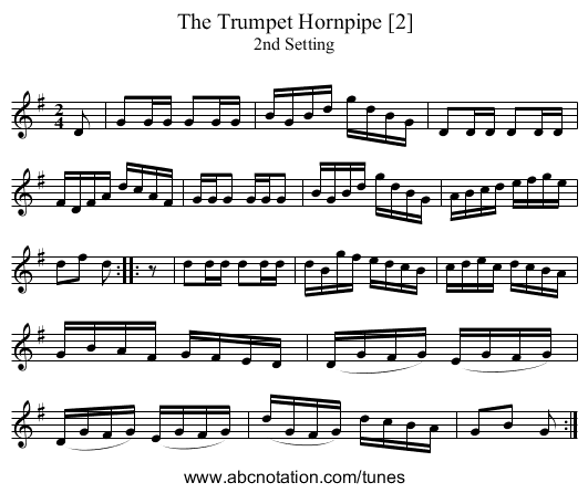 The Trumpet Hornpipe [2] - staff notation