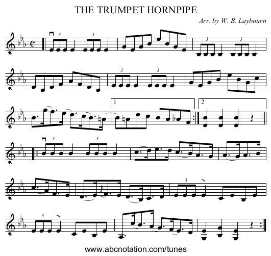 THE TRUMPET HORNPIPE - staff notation