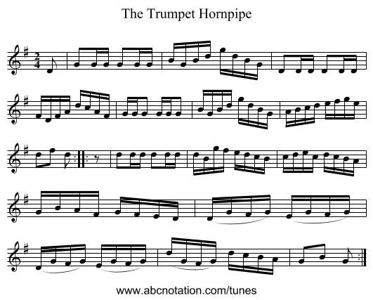 The Trumpet Hornpipe - staff notation