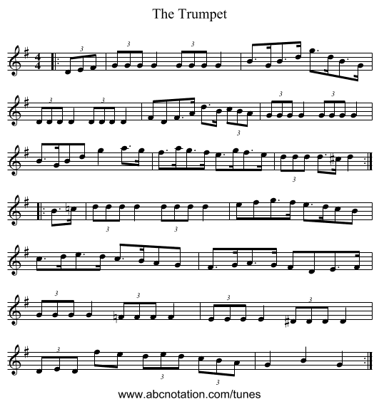 The Trumpet - staff notation