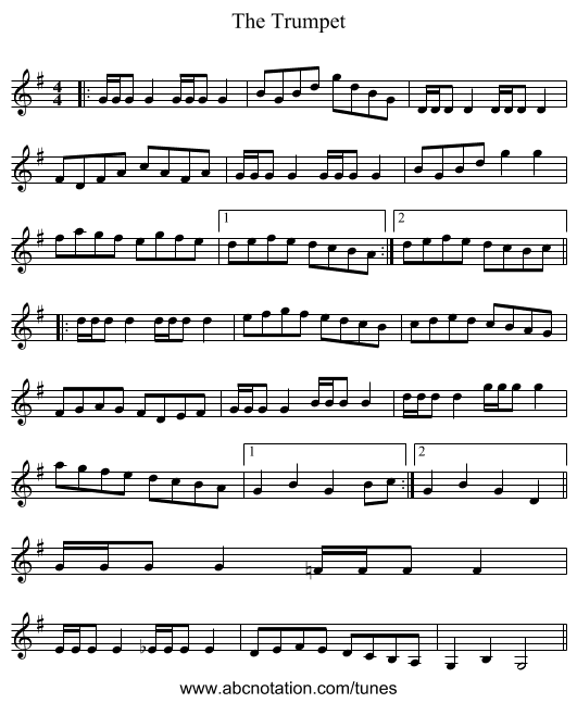 The Trumpet - staff notation