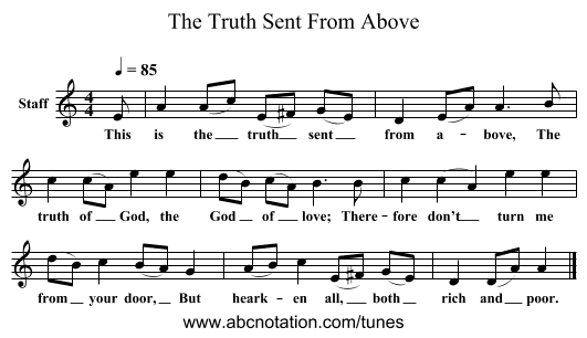 The Truth Sent From Above - staff notation