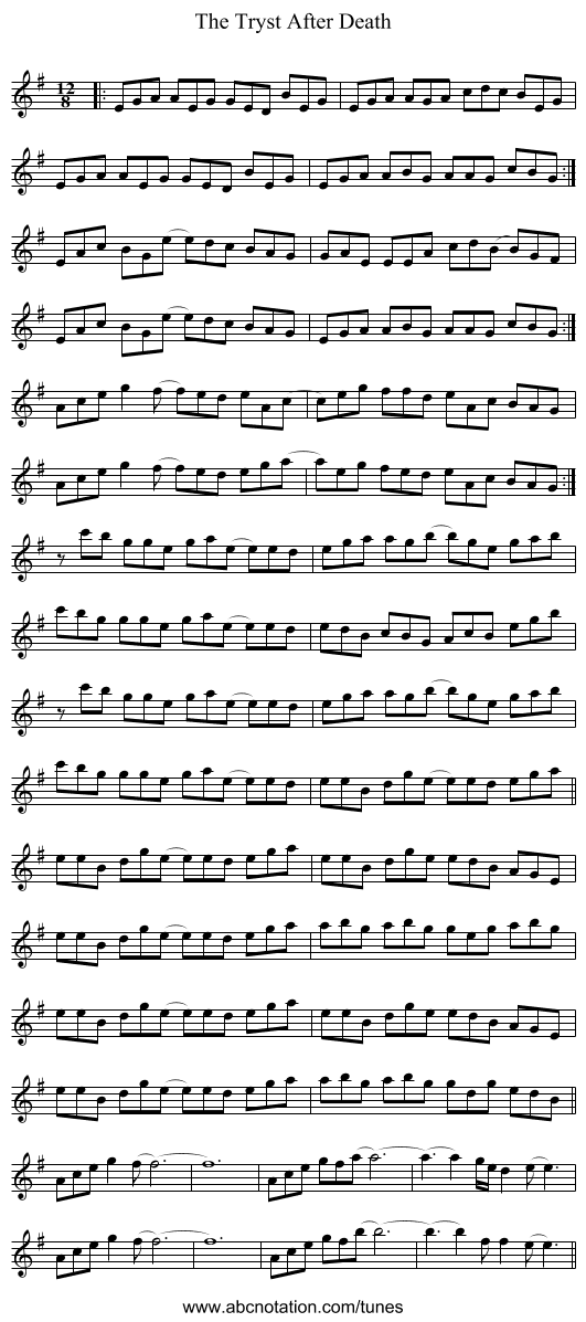 The Tryst After Death - staff notation
