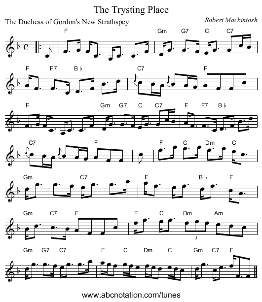 The Trysting Place - staff notation