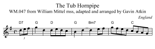 The Tub Hornpipe - staff notation
