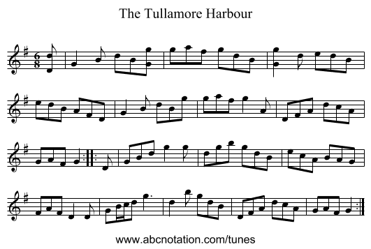 The Tullamore Harbour - staff notation