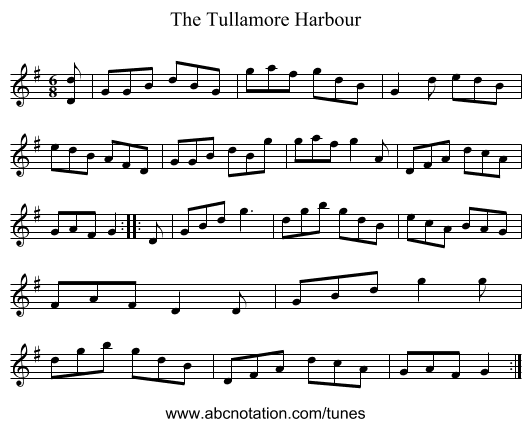 The Tullamore Harbour - staff notation