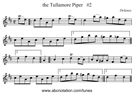 the Tullamore Piper   #2 - staff notation