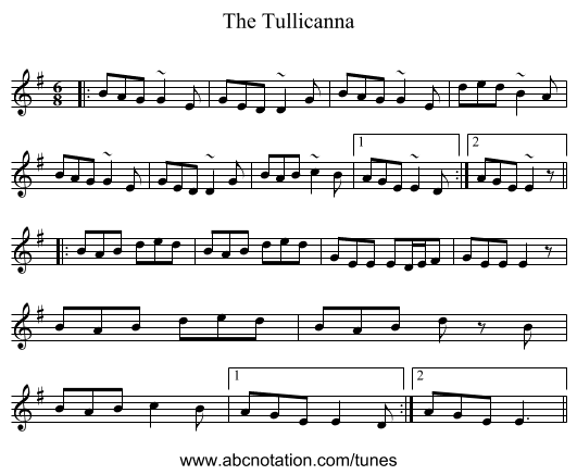 The Tullicanna - staff notation