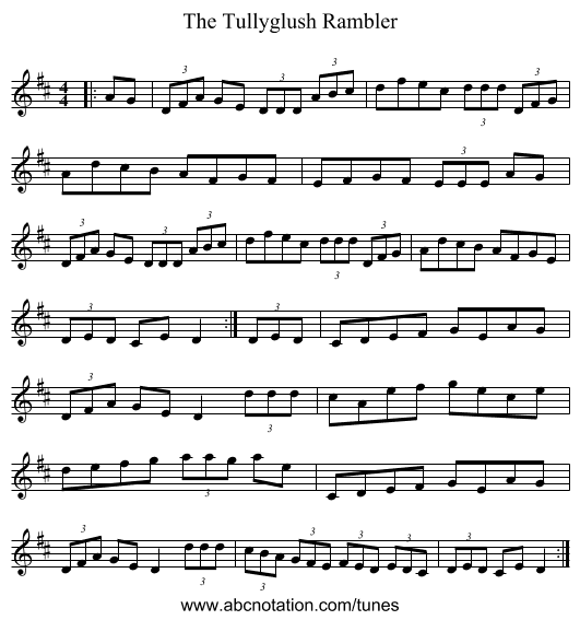 The Tullyglush Rambler - staff notation