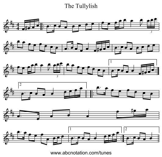 The Tullylish - staff notation