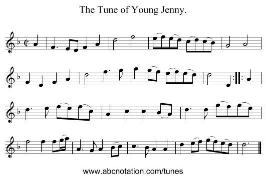 The Tune of Young Jenny. - staff notation