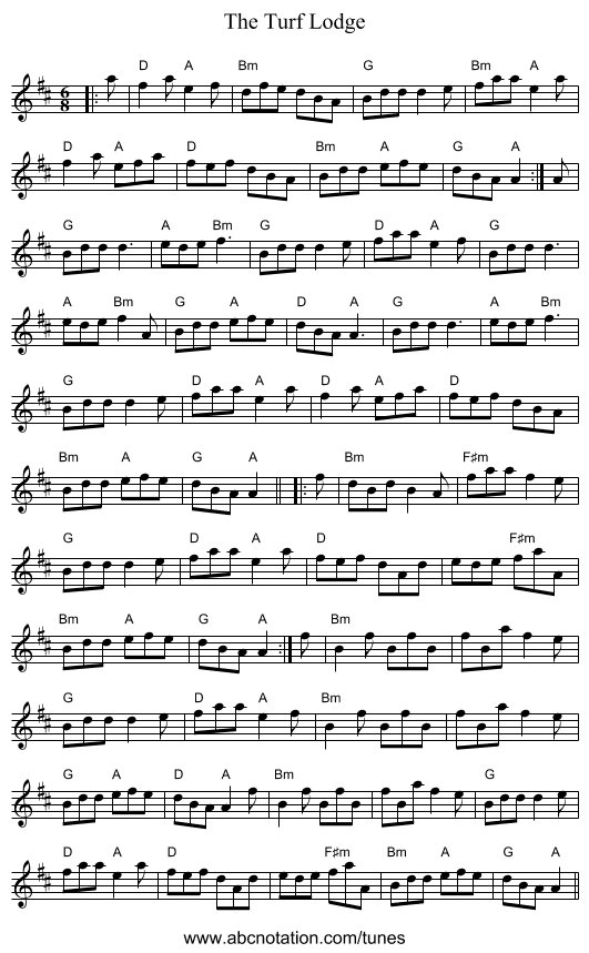 The Turf Lodge - staff notation