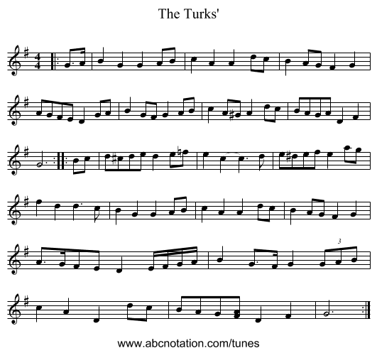The Turks' - staff notation
