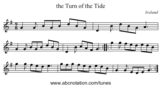 the Turn of the Tide - staff notation