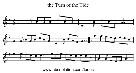 the Turn of the Tide - staff notation