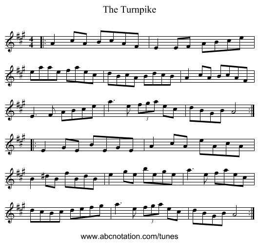 The Turnpike - staff notation