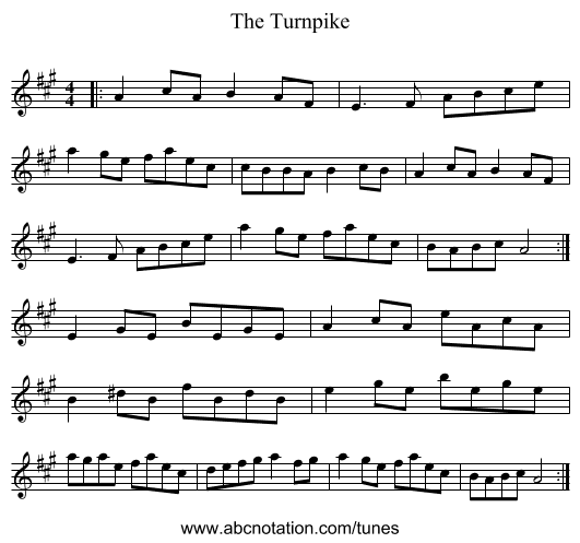 The Turnpike - staff notation