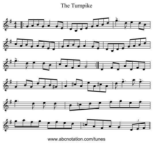 The Turnpike - staff notation