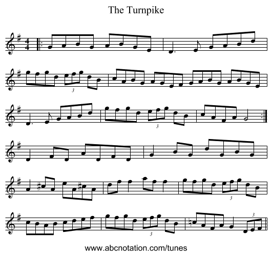 The Turnpike - staff notation