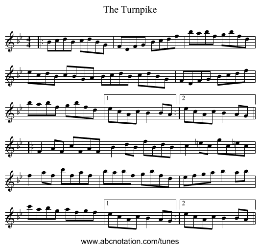 The Turnpike - staff notation