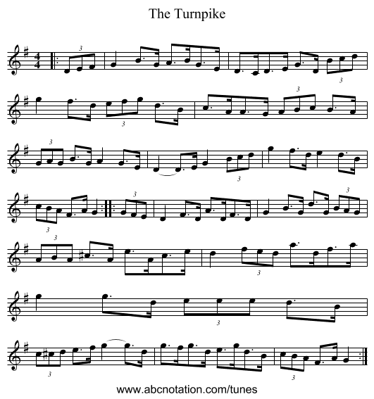 The Turnpike - staff notation