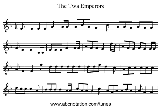 The Twa Emperors - staff notation