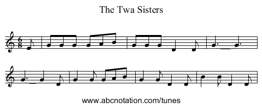 The Twa Sisters - staff notation