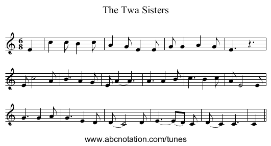 The Twa Sisters - staff notation