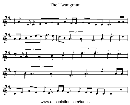 The Twangman - staff notation
