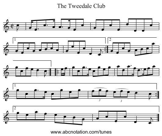 The Tweedale Club - staff notation