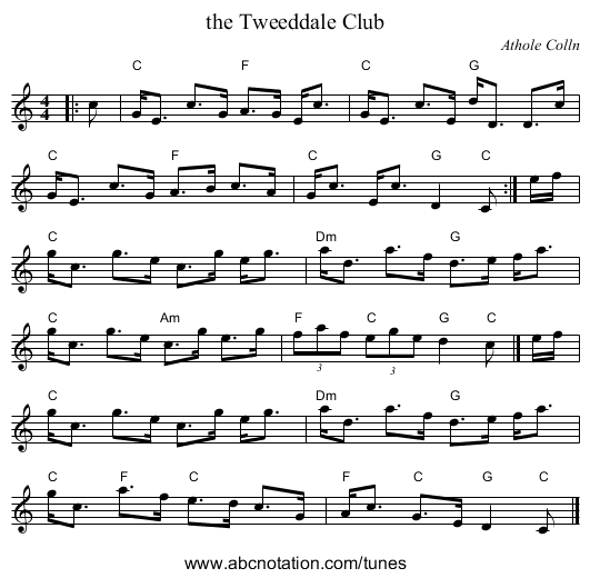 the Tweeddale Club - staff notation