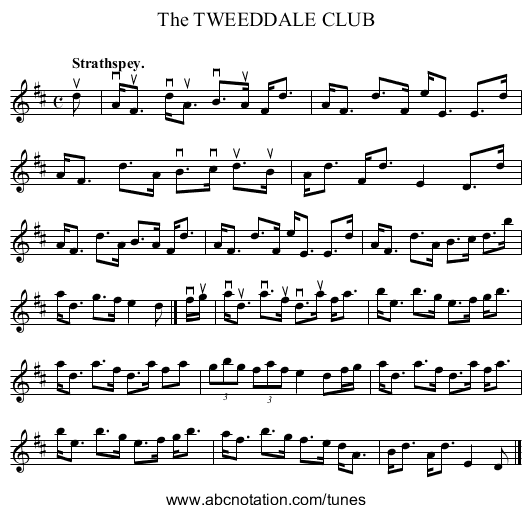 The TWEEDDALE CLUB - staff notation