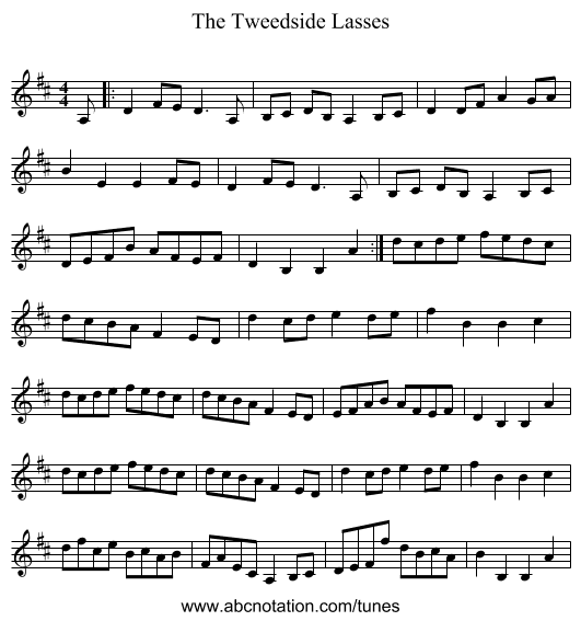 The Tweedside Lasses - staff notation