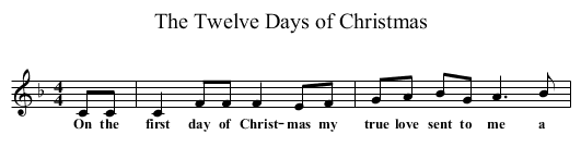 The Twelve Days of Christmas - staff notation