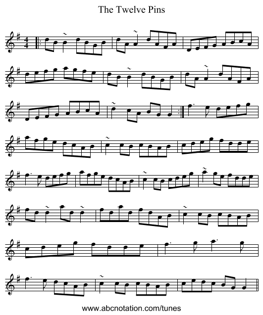 The Twelve Pins - staff notation