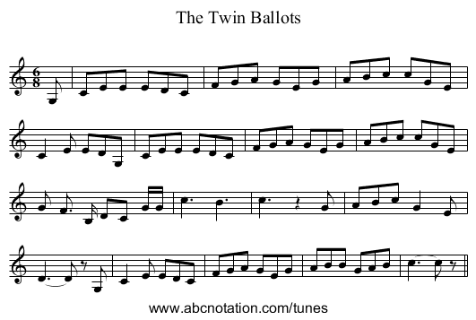 The Twin Ballots - staff notation