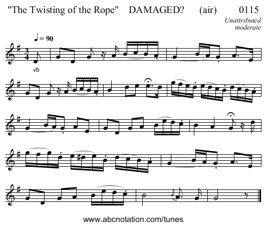 The Twisting of the Rope    DAMAGED?      (air)         0115 - staff notation