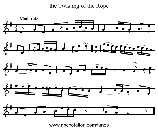 the Twisting of the Rope - staff notation