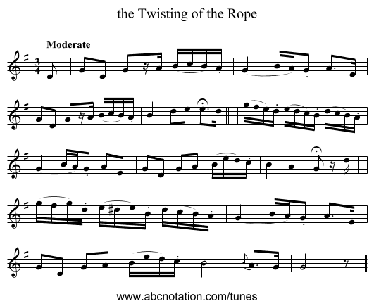 the Twisting of the Rope - staff notation