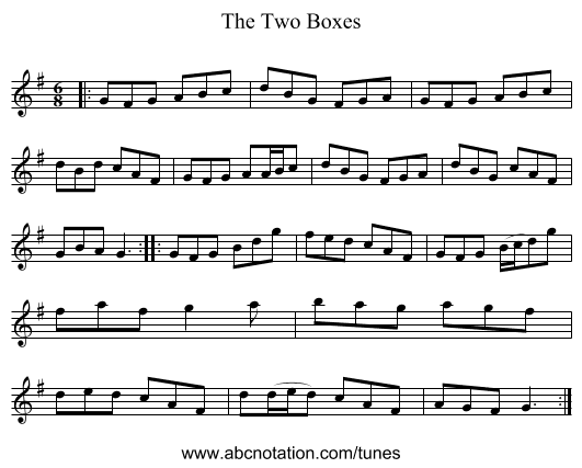 The Two Boxes - staff notation