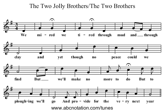 The Two Jolly Brothers/The Two Brothers - staff notation